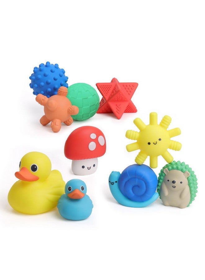 Itzy Ritzy 10-Piece Water Bath Toys Gift Set - Soft, Squeezable Multicolor Sensory Toy Set for Motor Skills, Imaginative Play, and Fun Bathtime Activities - Image 1