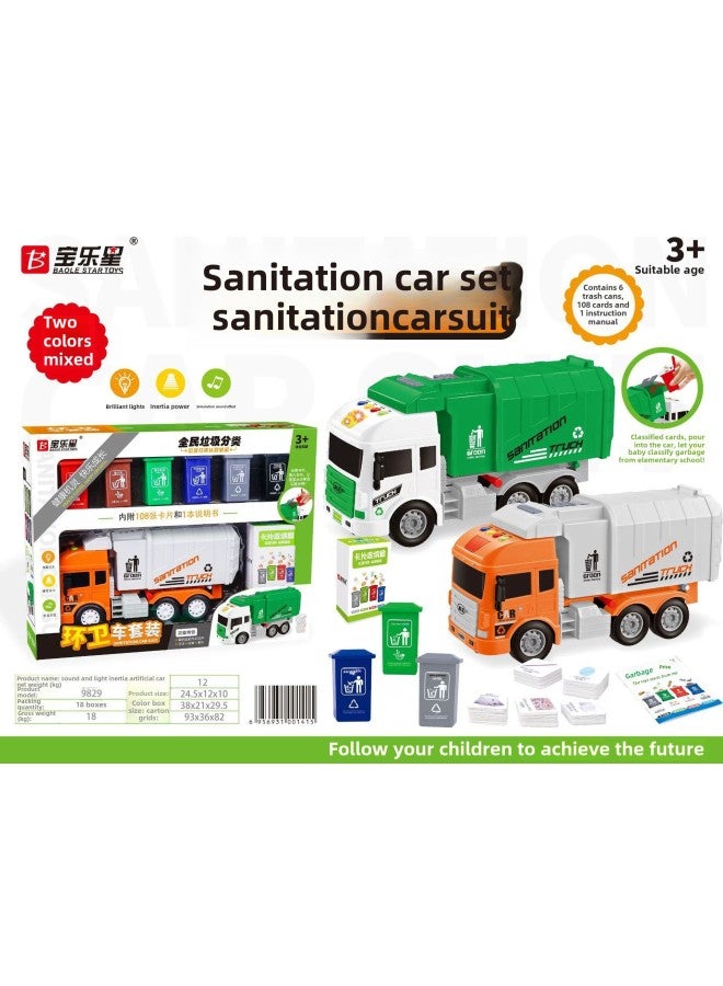 Baolexing Children's Car Toy Children's Toy Car Suit Birthday Gift Huili Car Toy Train-Color:Sanitation Car Set#9829  - Image 1