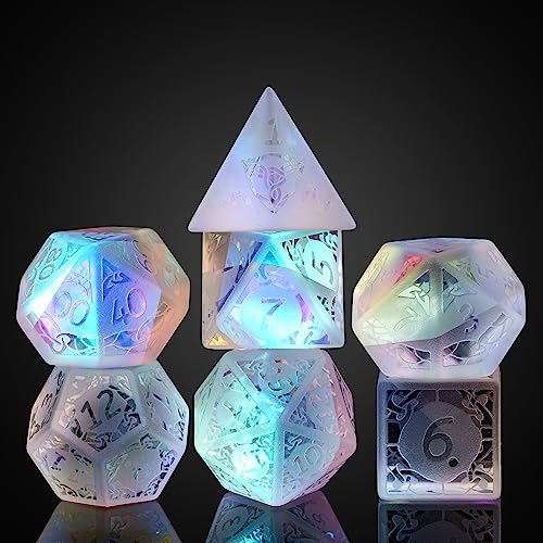 UDIXI Prism Glass Dice Set 7PCS Frosted Rainbow Glass Dice for RPG Tabletop Games Sandblasted Prism - Image 1