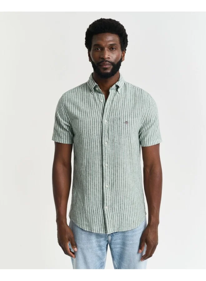 GANT Gant Regular Cotton Linen Stripe Ss Shirt