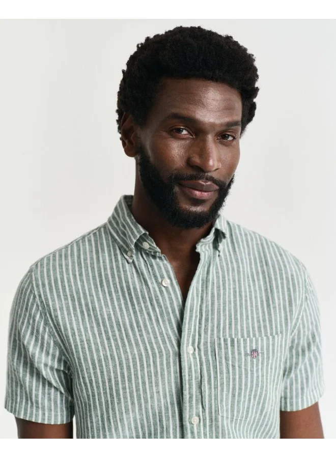GANT Gant Regular Cotton Linen Stripe Ss Shirt