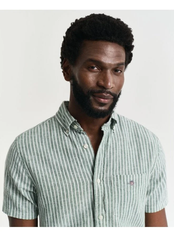 GANT  Gant Regular Cotton Linen Stripe Ss Shirt for Men | Best Price UAE