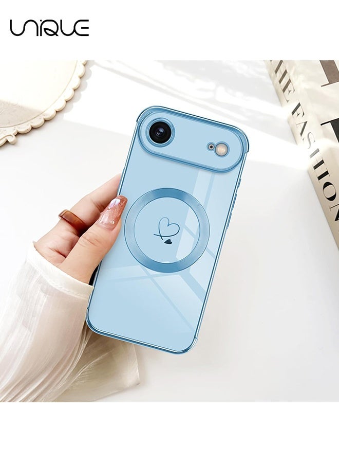 يونيك متوافق مع حافظة iPhone 17 Air [متوافق مع MagSafe] - تصميم قلب حب لطيف - غطاء ناعم من TPU مقاوم للصدمات مع حماية للكاميرا لهاتف iPhone 17 Air - أزرق - Image 5
