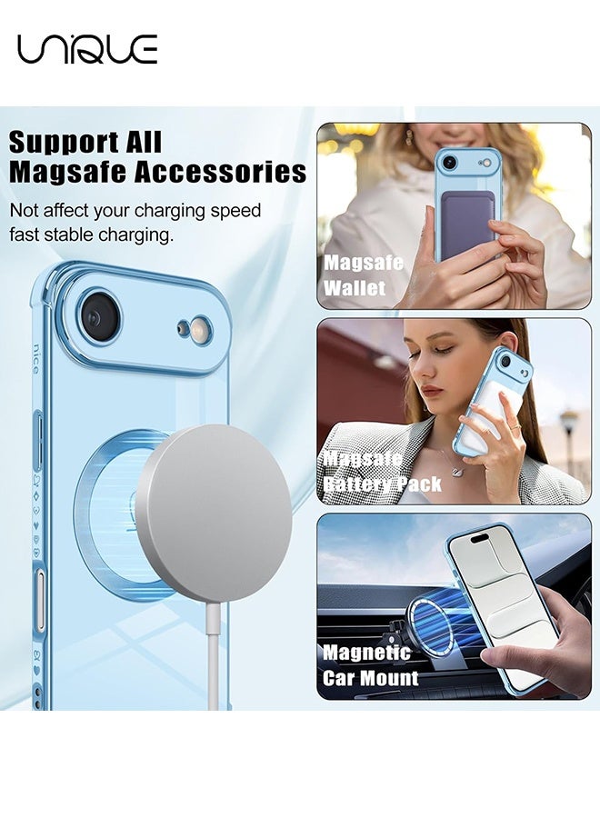 يونيك متوافق مع حافظة iPhone 17 Air [متوافق مع MagSafe] - تصميم قلب حب لطيف - غطاء ناعم من TPU مقاوم للصدمات مع حماية للكاميرا لهاتف iPhone 17 Air - أزرق - Image 4