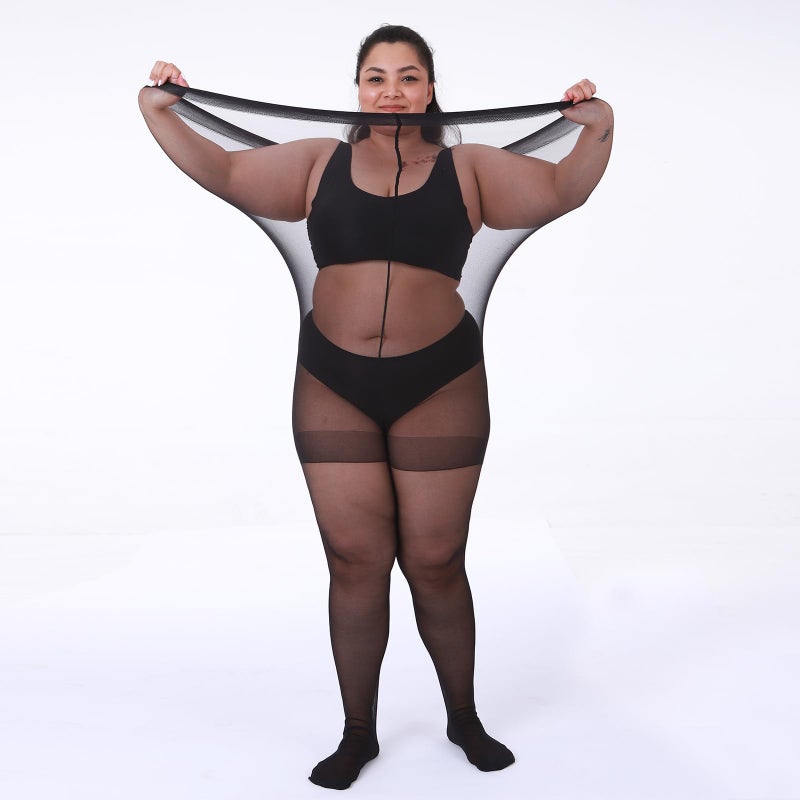 LADYFAN 3 Pairs Plus Size Womenâ€™s Sheer Tights 20D High Waist Control Top Pantyhose with Reinforced Toes - Image 2