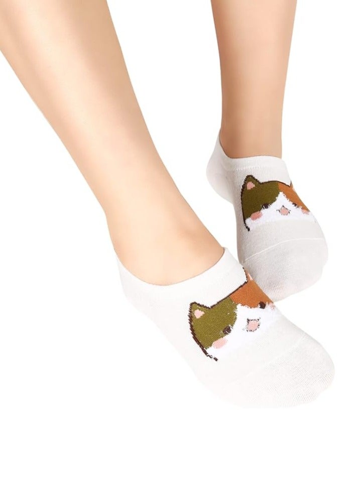 DUNISO 5 Pairs Women Fun Animal No Show Socks Non Slip Girls Cute Cat Short Socks Novelty Colorful Patterned Low Cut Socks Colourful Socks - Image 5