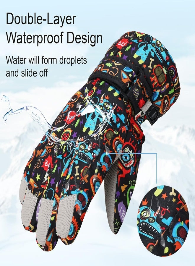 YooxArmor Children's Ski Gloves, Waterproof Winter Snow Gloves for Boys and Girls, Cold Weather Warm Snowboard Gloves for Skiing Cycling - Image 3