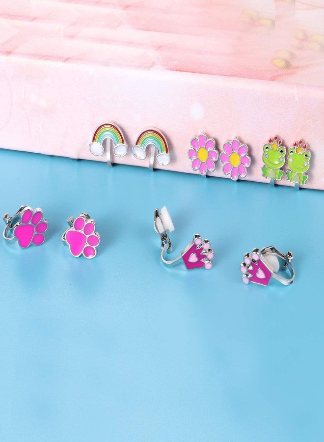SYNLIN 20 Pairs Clip on Earrings Pack - Cute Animal Designs, Non-Pierced for women with No Ear Holes,Cute Animal Clipon Earrings Pack (#5 Pink Series) - Image 4