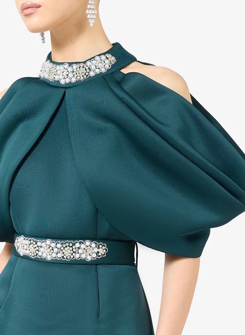 Namshi x Jewel Embellished Off Shoulder Evening Dress