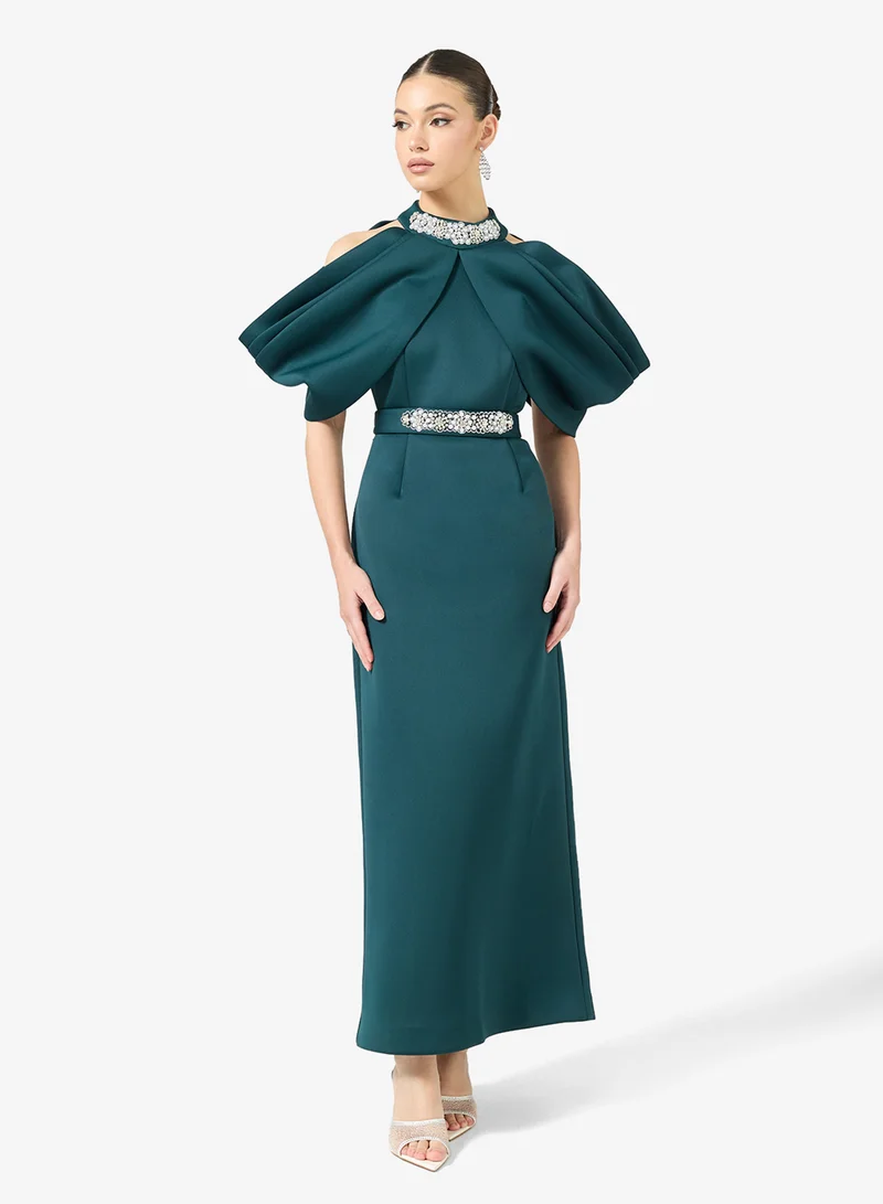 Namshi x Jewel Embellished Off Shoulder Evening Dress