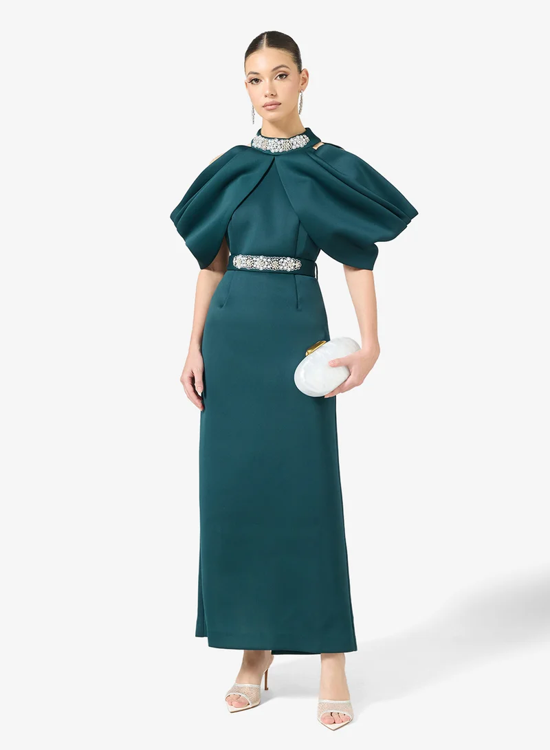 Namshi x Jewel Embellished Off Shoulder Evening Dress