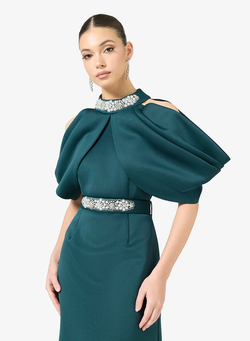 Namshi x Jewel Embellished Off Shoulder Evening Dress