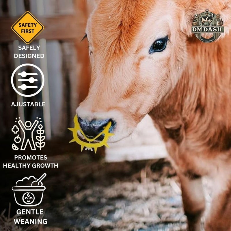 DM DASII MAT حلقة أنف DM DASII لفطام الماشية - حلقات أنف شائكة من PVC متينة للعجول والماشية، تصميم قابل للتعديل والإزالة مع برغي ثابت لفطام آمن (4) - Image 5