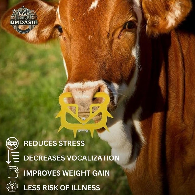 DM DASII MAT حلقة أنف DM DASII لفطام الماشية - حلقات أنف شائكة من PVC متينة للعجول والماشية، تصميم قابل للتعديل والإزالة مع برغي ثابت لفطام آمن (4) - Image 4