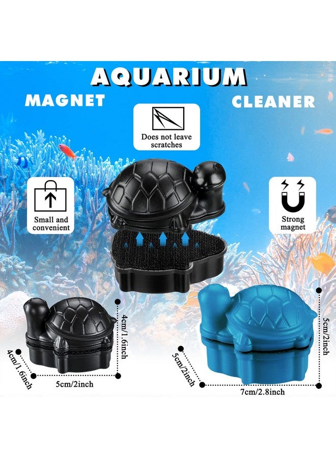 Skyley 2 Pcs Algae Cleaning Scrapers Aquarium Tank Glass Brush Small Aquarium Magnet Cleaner Fish Tank Algae Cleaner Magnetic Cistern Glass Detergent for Fish Urn Detergent(Tortoise,Blue, Coffee Black) - Image 2