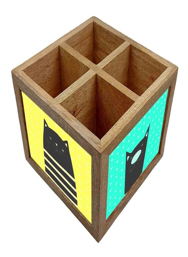 Nutcase Wooden Cutlery Stand Holder Silverware Caddy Spoons Forks Knives Organizer for Dining Table & Kitchen -Made in India-Spoons NOT Included - Blue Dog - Image 3