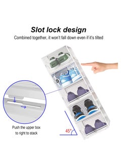 BLOOMING TIME 12 Pack Plastic Stackable Shoe Box Organizer, Clear Flodable Shoe Storage Box(white)  - Image 3