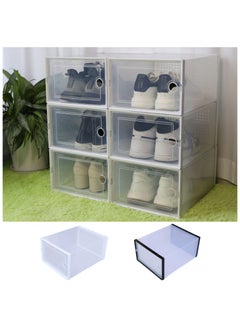 BLOOMING TIME 12 Pack Plastic Stackable Shoe Box Organizer, Clear Flodable Shoe Storage Box(white)  - Image 5
