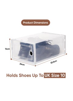 BLOOMING TIME 12 Pack Plastic Stackable Shoe Box Organizer, Clear Flodable Shoe Storage Box(white)  - Image 2