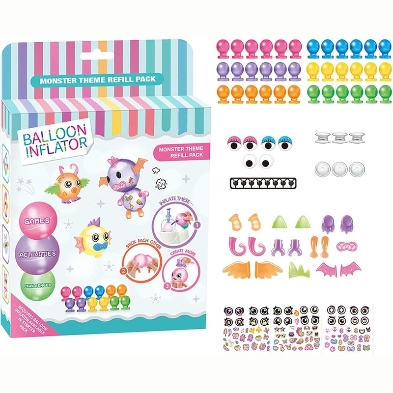 BlivEclat Magic Balloon Craft Kit, Funny Balloons Inflator Toy, DIY Sticky Balls With Pump, Sticker Balloon Maker, Creative Ballon Animals Making Kit, Birthday Gifts for Girls Boys (Accessory Refill Pack) - Image 1