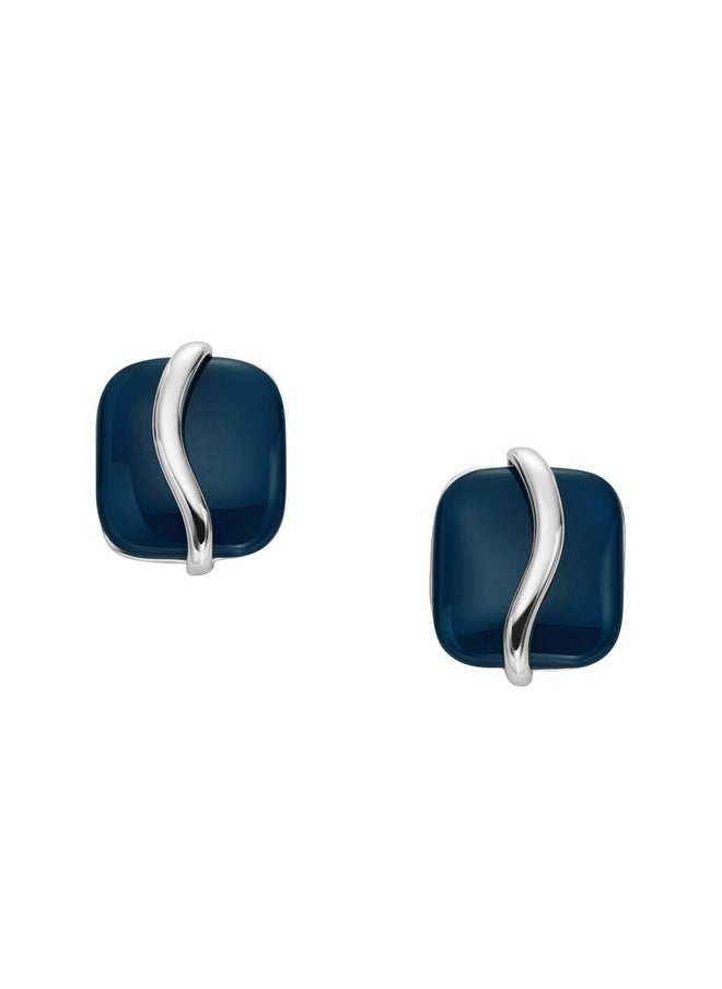 Skagen Women'S Sofie Sea Glass Silver And Blue Organicshaped Stud Earrings (Model: Skj1810040)  - Image 2