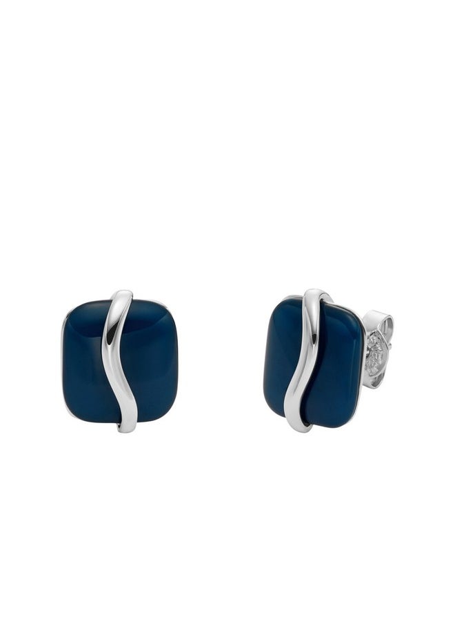 Skagen Women'S Sofie Sea Glass Silver And Blue Organicshaped Stud Earrings (Model: Skj1810040)  - Image 1
