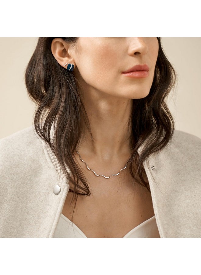 Skagen Women'S Sofie Sea Glass Silver And Blue Organicshaped Stud Earrings (Model: Skj1810040)  - Image 3