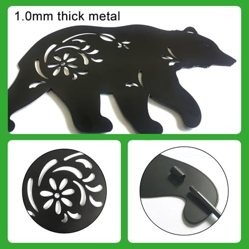 Hokfirm Outdoor Bear Garden Decor,Set of 3 Silhouette Metal Bear Statue Outdoor,Bear Garden Stakes for Outside (Bear Black) - Image 5