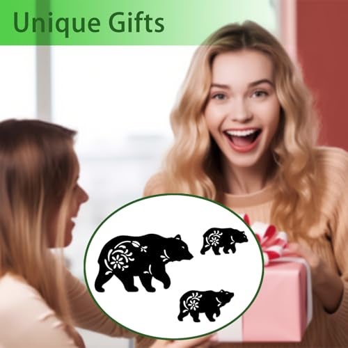 Hokfirm Outdoor Bear Garden Decor,Set of 3 Silhouette Metal Bear Statue Outdoor,Bear Garden Stakes for Outside (Bear Black) - Image 3