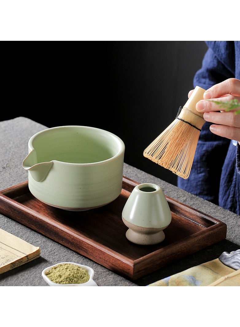 هاي هيلوك طقم شاي ماتشا الأخضر 7 قطع، مجموعة خفق ماتشا، تتضمن وعاء ماتشا، خفق ماتشا الخيزران، مغرفة، حامل خفق، منخل شاي من الفولاذ المقاوم للصدأ، مجموعة صنع الشاي - Image 3