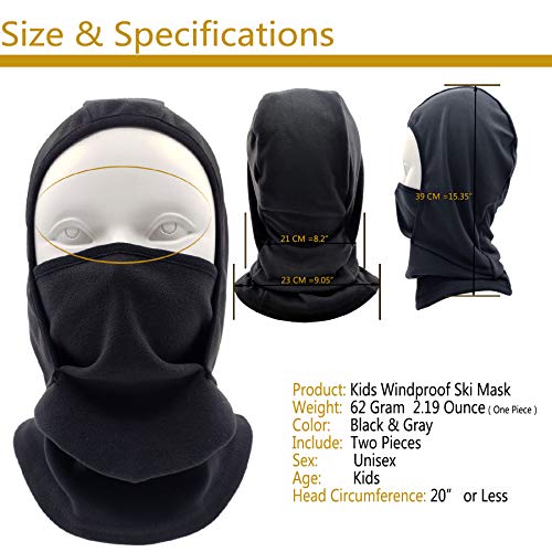 Yuhan Pretty Kids Balaclava Ski Mask Windproof Fleece Neck Warmer Gaiter Winter Face Warmer for Cold Weather Boys Girls(1pcs Black) - Image 2