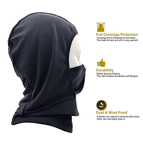 Yuhan Pretty Kids Balaclava Ski Mask Windproof Fleece Neck Warmer Gaiter Winter Face Warmer for Cold Weather Boys Girls(1pcs Black) - Image 4