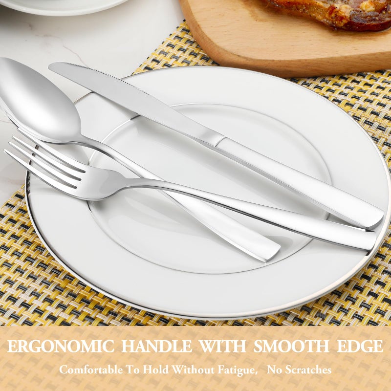 MUTNITT 30 Piece Silverware Set Service for 6,Premium Stainless Steel Flatware Set,Mirror Polished Cutlery Utensil Set,Durable Home Kitchen Eating Tableware Set,Include Fork Knife Spoon Set,Dishwasher Safe - Image 5