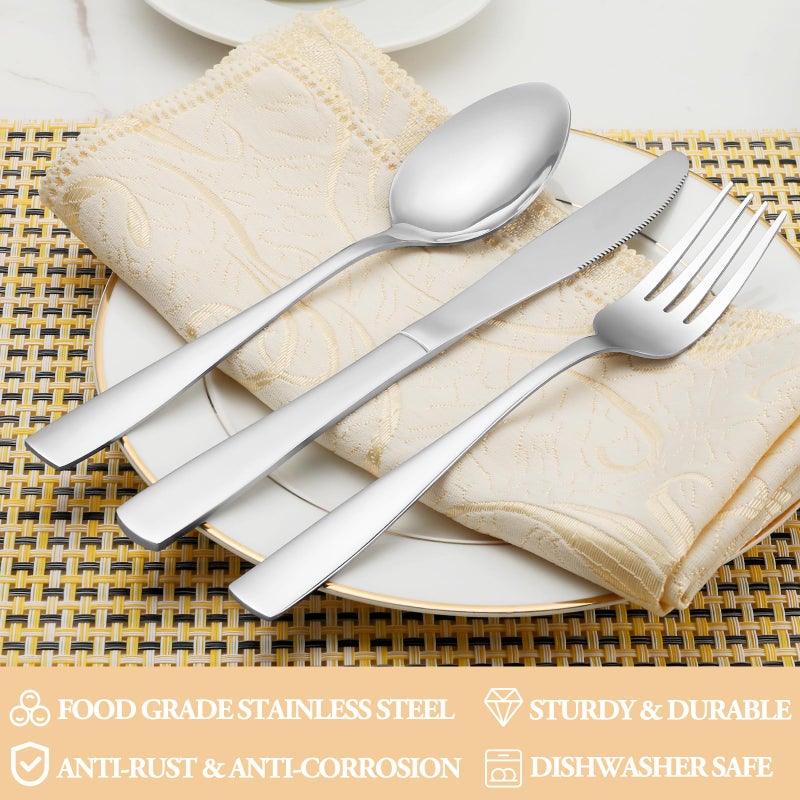 MUTNITT 30 Piece Silverware Set Service for 6,Premium Stainless Steel Flatware Set,Mirror Polished Cutlery Utensil Set,Durable Home Kitchen Eating Tableware Set,Include Fork Knife Spoon Set,Dishwasher Safe - Image 3