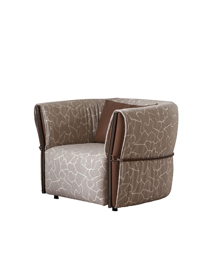DANUBE HOME Danube Home Union 1 Seater Fabric Sofa Armchair Modern Design Single Seater Accent Chair Comfortable Living Room Furniture L98Xw92Xh75Cm - Beige/Brown 