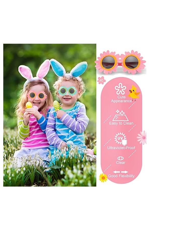 SYOSI Flower Sunglasses, Kids Colorful Round Flower Glasses Cute Sunflower Outdoor Beach Sunglasses Eyewear for Toddler Kids Boys Girls Party 4 Pairs - Image 4