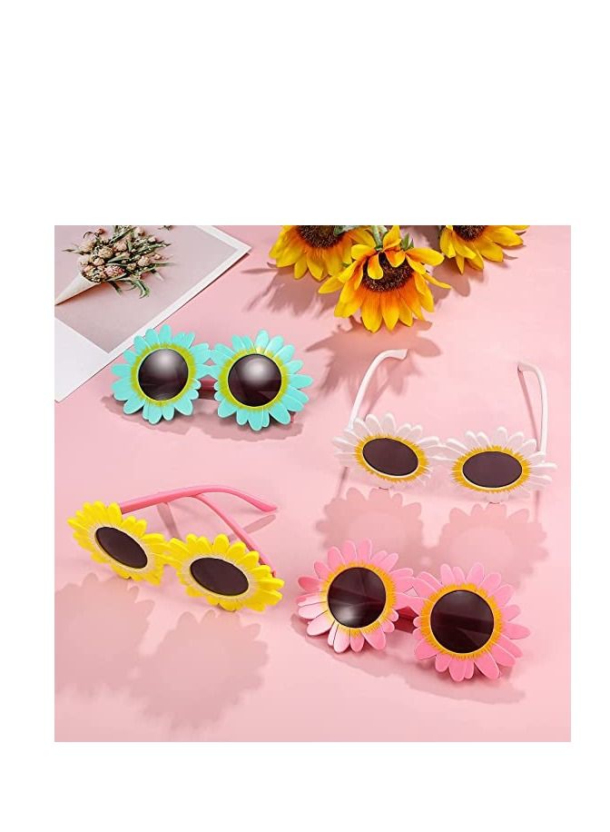 SYOSI Flower Sunglasses, Kids Colorful Round Flower Glasses Cute Sunflower Outdoor Beach Sunglasses Eyewear for Toddler Kids Boys Girls Party 4 Pairs - Image 3