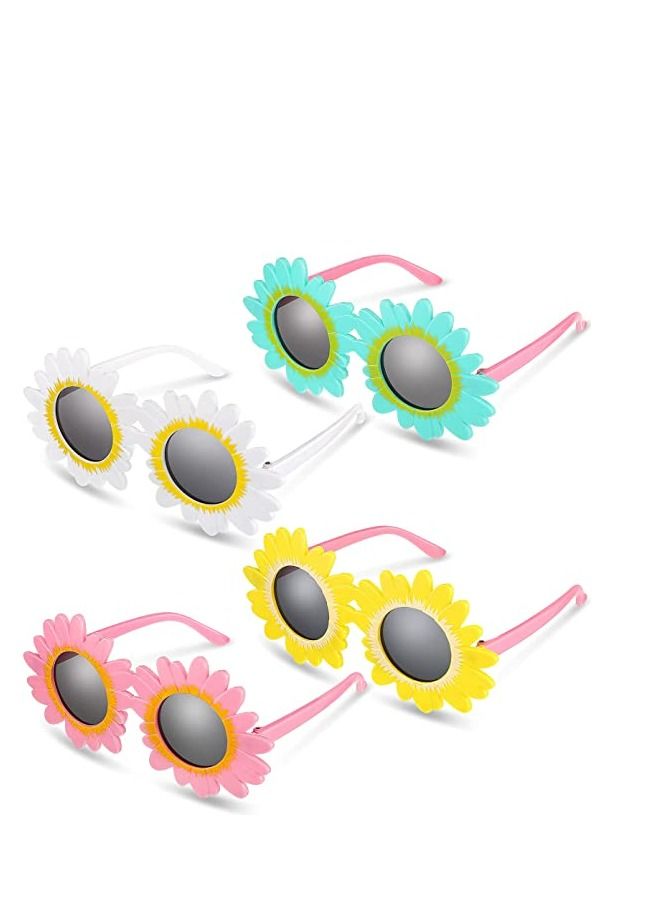 SYOSI Flower Sunglasses, Kids Colorful Round Flower Glasses Cute Sunflower Outdoor Beach Sunglasses Eyewear for Toddler Kids Boys Girls Party 4 Pairs - Image 1