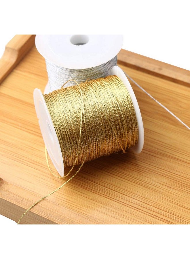 Pengxiaomei 218 Yards/656 Feet Metallic Cord 2 Pcs Spool Metallic Thread Colored Jewelry Thread Colored Craft Gold String Tinsel String Craft Making Cord For Gift Wrapping(0.5Mm) - Image 3