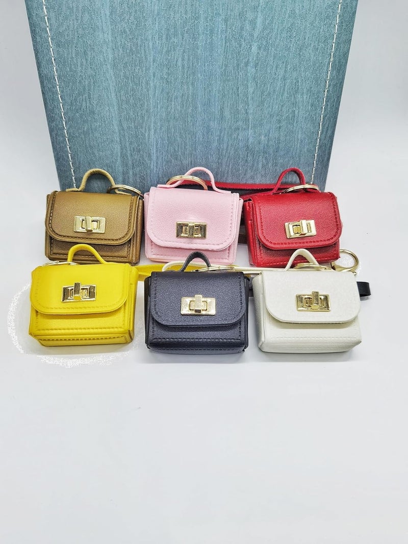 BdelrinQue Mini Bag Keychain, Cute Keychain for Girls, Bag Charms for Handbags, Brown Key Chain for Organizing Small Items, Fashionable Mini Makeup Bag Accessory for Gifting - Image 4