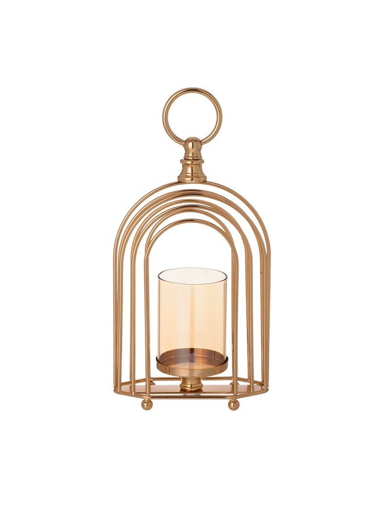 Dania Decorative Gold Metal Cage Candle Holder with Hanging Ring  - Image 1