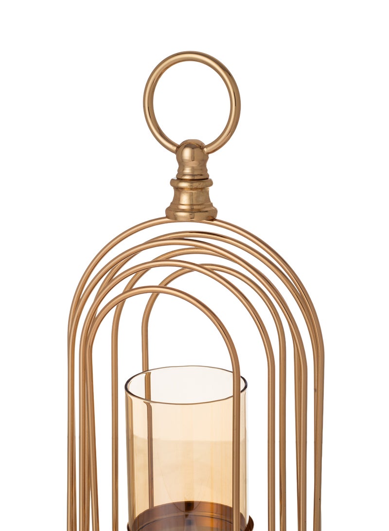 Dania Decorative Gold Metal Cage Candle Holder with Hanging Ring  - Image 3