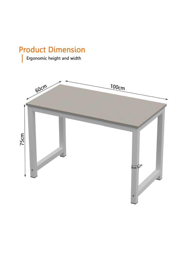 Mahmayi Crafted ZCD-24W Light Grey Computer Desk with Adjustable Leg Pads, Sturdy Anti-Rust Steel Frames for Home, Office, Living Room, Workstation 100x60cm - Image 2