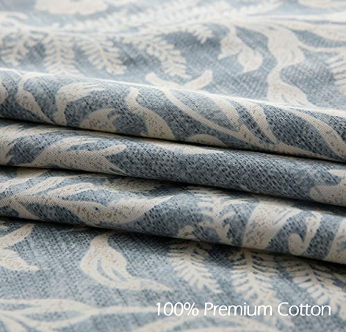 SLEEPBELLA Duvet Cover Queen Size, 600 Thread Count Cotton Beige & Bluish Grey Printed with Luxurious Leaves Pattern Reversible Botanical Comforter Cover Sets, Bedding Set 3Pcs (Queen, Beige Paisley) - Image 5