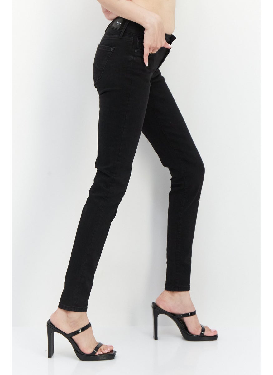 Pepe Jeans Women Skinny Fit Solid Stretchable Jeans, Black  - Image 2