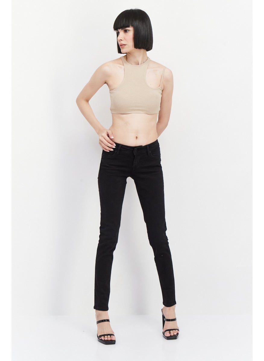 Pepe Jeans Women Skinny Fit Solid Stretchable Jeans, Black  - Image 4