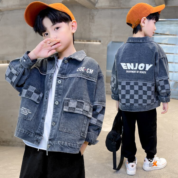 Boys' Denim Jacket Korean Style Children'S Autumn Denim Coat Trendy Top For Older Kids - Image 4