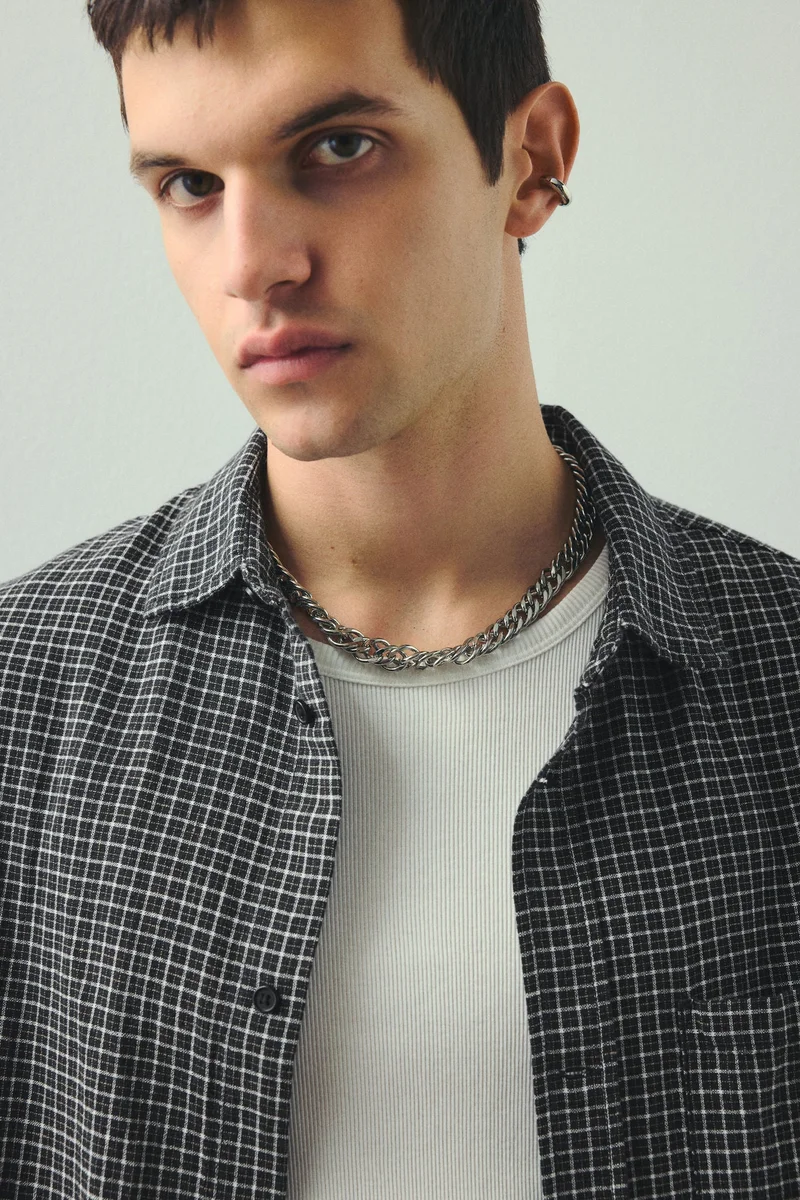 H&M Oversized Fit Short-sleeved linen-blend shirt