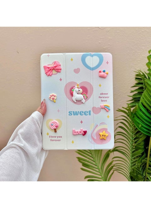Ecosystem Cases Cartoon 3D Silicon Flip Cover For iPad mini 7 (2024 Model, 7th Generation) / mini 6 (2021 Model, 6th Generation) with Pencil Holder For Kids, (Sweet)