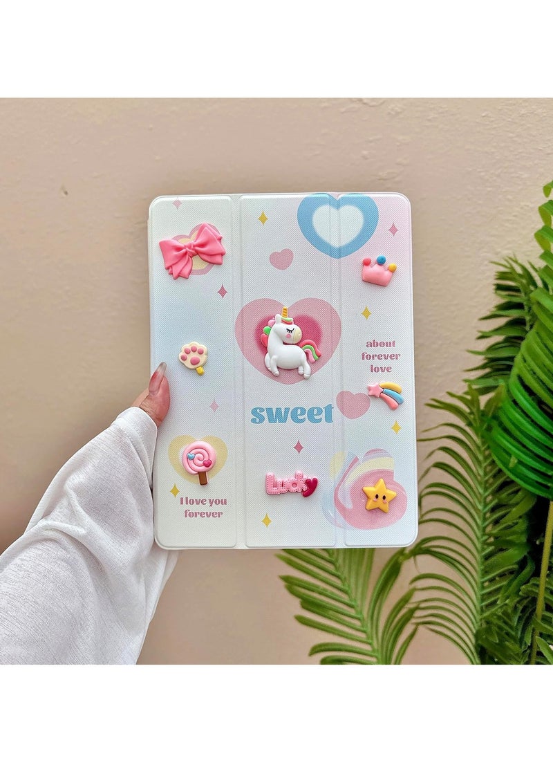 Ecosystem Cases Cartoon 3D Silicon Flip Cover For iPad mini 7 (2024 Model, 7th Generation) / mini 6 (2021 Model, 6th Generation) with Pencil Holder For Kids, (Sweet)